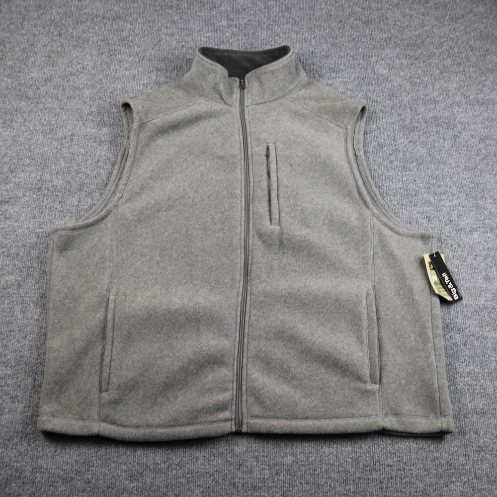 St. John's Bay Fleece Vest Mens 2XL Heather Gray Adirondack Big &‎ Tall Full Zip